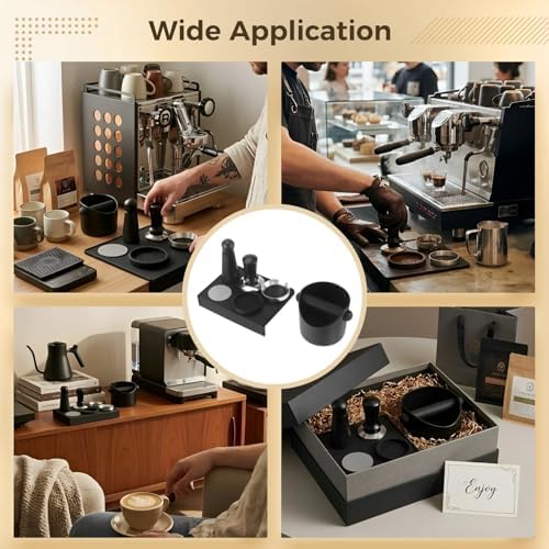 6 PCS Espresso Accessories Kit 58 mm, Coffee Tamper Set with Distribution Tool, Dosing Funnel, Puck Screen, Knock Box and Mat, Espresso Machine Workflow Tools for Coffee Preparation - Image 4