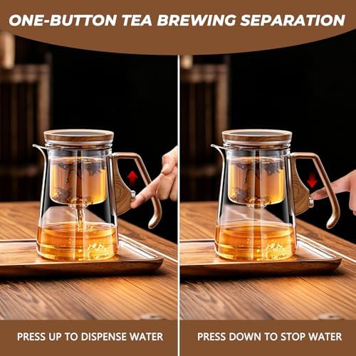 Magnetic Tea Pot with Infuser, Magic Loose Leaf Enchantipot, Borosilicate Glass Tea Maker with Strainer, One-Touch Tea Separation, Heat Resistant Tea Pot for Home & Office - 25.4oz (750ml) - Image 2