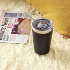 COMOOO 20oz Black Tumbler 4 Pack Stainless Steel Insulated Travel Mug with Lid and Straw Vacuum Double Wall Coffee Cup for Hot Beverage and Cold Drinks(Black, 4 Pack) - Image 5