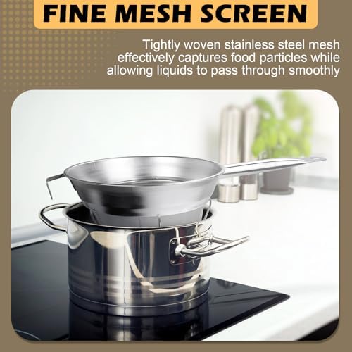 10" Chinois Strainer,18/8 Stainless Steel Conical Fine Mesh Bouillon Sieve - Image 4