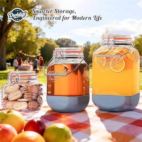 Square 1.5 Gallon Glass Jar with Airtight Lid & Handle, 2 Pack - Image 6