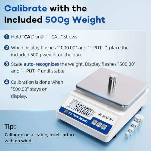 Lab Scale Gram Scale 6000gx0.01g Accuracy Laboratory Balance Scale Digital Scale Electronic Analytical Balance for Jewelry Gold Kitchen Lab, with 7 Units Conversion, 500g Weight, LCD Display - Image 4