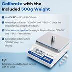 Lab Scale Gram Scale 6000gx0.01g Accuracy Laboratory Balance Scale Digital Scale Electronic Analytical Balance for Jewelry Gold Kitchen Lab, with 7 Units Conversion, 500g Weight, LCD Display - Image 4