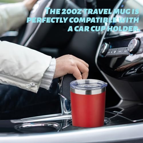 20oz Tumbler with Straw and Brush, Stainless Steel Vacuum Insulated tumbler, Double Wall Insulated Coffee Tumbler for Outdoor, Home, Travel,Office (Bright Red,4pcs) - Image 4