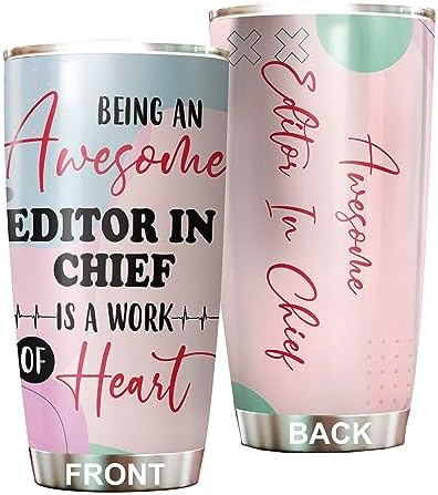 Awesome Editor In Chief Tumbler Stainless Steel 20oz, Funny Editor In Chief Gifts Bulk For Birthday Christmas, Editor In Chief Gifts For Men Women Office Coworker Driking Coffee Cup Humor by MEDROC