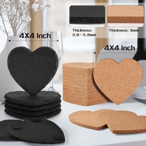 100PCS Heart Slate, Cork Drink Coasters Bulk for Laser Engraving - Image 2