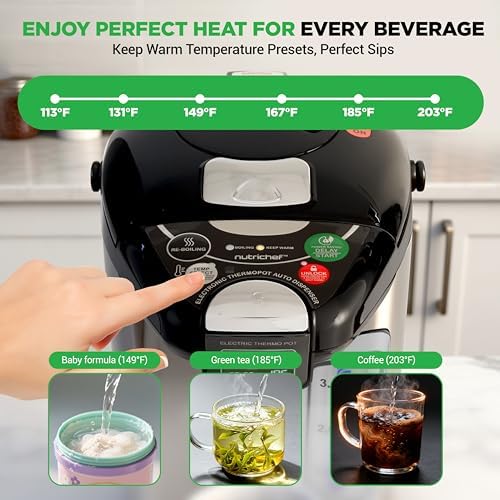 NutriChef Digital Water Boiler and Warmer - 5L/5.28 Qt Stainless Electric Hot Water Dispenser w/LCD Display, Rotating Base, Keep Warm, Auto Shut Off, Safety Lock, Instant Heating for Coffee & Tea - Image 3