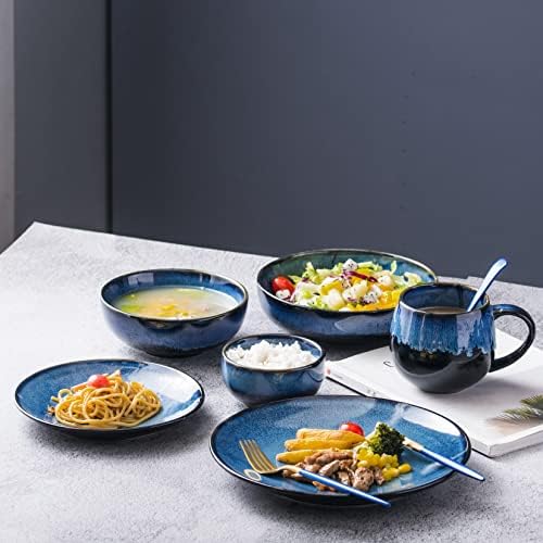 UNICASA Coffee Mugs Set, 18oz Ceramic Jumbo Mugs Set of 4, Porcelain Cereal, Soup Cups with Handles for Coffee, Tea, Milk, Latte and Cocoa, Microwave Safe - Reactive Blue - Image 6