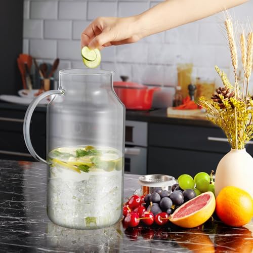 Bivvclaz 1 Gallon Glass Pitcher with Lid and Handle, Water Pitcher for Fridge, Glass Carafe for Hot/Cold Water, Large Iced Tea Jug for Coffee, Juice and Homemade Beverage - Image 7