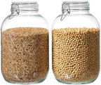 1 Gallon Glass Food Storage Jars with Airtight Lids, Set of 2 – Clear Preserving Seal Wire Clip Fastening Canisters for Kitchen Canning, Flour, Cereal, Pasta, Sugar, Beans, Pickling Jars (1gallon*2) by Unknown
