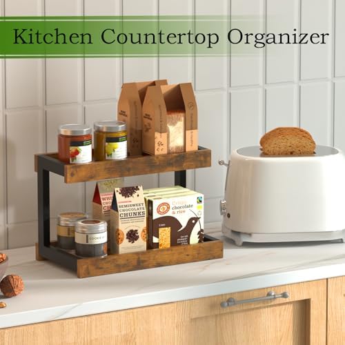MARTY Counter Shelf Organizer, 2 Tier Spice Rack for Countertop, Brown - Image 3