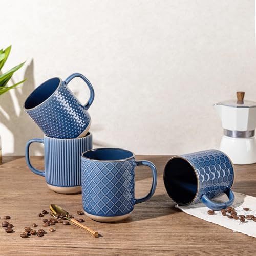 GBhome Coffee Mugs Set of 6, 16 oz Blue Coffee Cups with Large Handle - Image 6