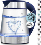 Zulay Kitchen Fast Boiling Electric Water Kettle - 1.7L, 1500W, Auto Shut-Off for Overboil & Boil Dry Protection, Cool-Touch Handle, 360° Base - Rapid Teapot Boiler For Coffee & Tea - Navy by ZulayKitchen
