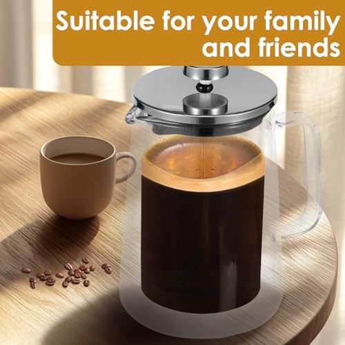 French Press Coffee Maker, Double Wall Glass French Press, French Press Tea Maker, Insulated Glass Tea Press, Clear Coffee Press, Multifunctional Coffee Press Coffee Maker for Home Office (35 oz) - Image 7