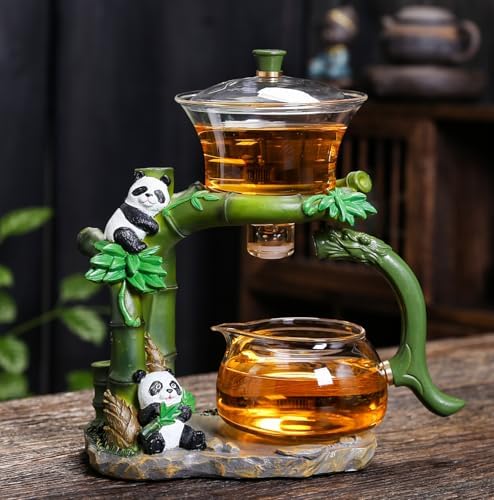 Magnetic TeaPot Automatic Drip Glass Teapots Lazy Kungfu Tea Infuser Panda Heat-Resistant Tea Maker Set by Unknown