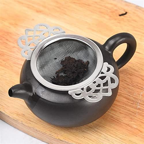 Tea Filters Tea Infusers Double Ear Handles Spice Filter Loose Leaf with Drip Bowl Tea Strainer Durable Reliable Stainless Steel Teaware (Color : Gold) - Image 4