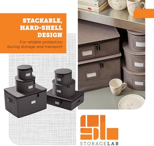 storageLAB 6-Piece China Storage Set | Plates, Mugs & Wine Glasses | Gray - Image 4