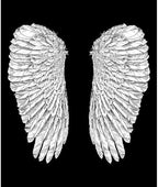 CafePress Angel Wings Black Tumbled Stone - Set of 4 Coasters Set of 4 w/holder - Image 2