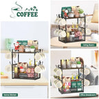 EsLuker.ly Coffee Mug Cup Holder Tree Bar Station Organizer, 2 Tier Brown - Image 6