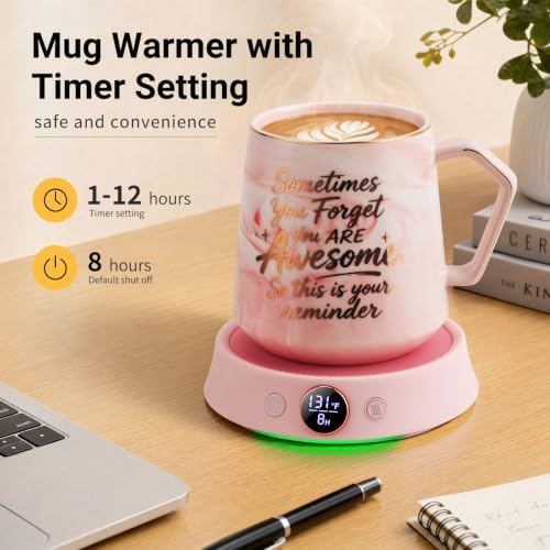 Coffee Mug Warmer & Mug Set, Electric Cup Warmer for Desk, 12H Timer - Image 2