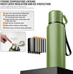 Double wall vacuum Leakproof stainless steel wide mouth insulated water bottle;tea tumbler with infuser,cup,lid;smart thermoses hot drinks;thermal flask ice coffee with led digital temperature display - Image 5