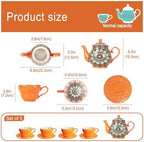 Porcelain Tea Set 5-Piece Tea Set,Teapot and Cup Set（34.2OZ、8.5OZ) Bohemian style suitable for tea, milk, coffee - Image 2