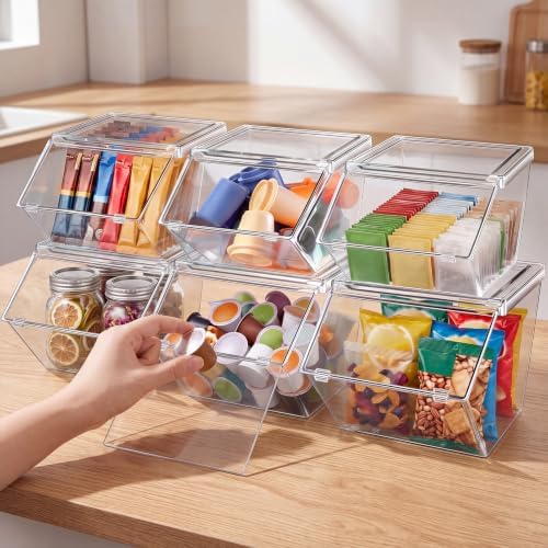 Yerliker 6 Pcs Clear Stackable Storage Bins with Lids, Large+extra Large - Image 3