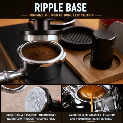 53.3mm Premium Professional Barista Kit 4-in-1: Double Spring Loaded Self-Leveling Espresso Tamper with WDT Tool, Dosing Funnel & Anti-Slip Base. Anodized Aluminum for 53mm - 54mm Portafilters. - Image 5