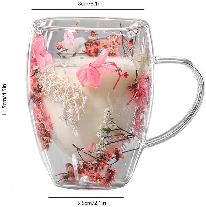 Cup 350ML Double Wall Coffee Glass with Handle Tea Mug - Image 7