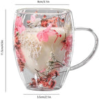 Cup 350ML Double Wall Coffee Glass with Handle Tea Mug - Image 7
