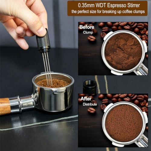 6 PCS Espresso Tools Set,Espresso Tamper,Coffee Distributor,Puck Screen,Dosing Funnel,Coffee Brush And WDT Tool,Espresso Accessories Kit Barista Tools (Black, 58mm) - Image 6