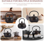 Tofficu Vintage Small Cast Iron Teapot 0.4l Tetsubin Iron Tea Kettle with Handle for Home and Office Desktop Tea Brewing - Image 3