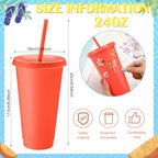 Honeydak 30 Pack Plastic Cups with Lids Straws,Pastel Color - Image 4