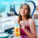 Blushtier 16 oz Plastic Cups Mason Jar Cups with Lids, Colorful - Image 5
