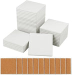 35 Pieces 4 Inch Blank Ceramic Coasters, Unglazed Ceramic Tiles Coasters, Ceramic Tiles with Cork Backing Pads for Painting, DIY Crafts, Mosaics, Square, White by GNIEMCKIN.. by GNIEMCKIN