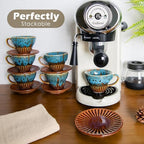 4 oz Espresso Cups with Saucers Set of 6, Ceramic Tea Cup for Latte, Coffee - Image 6