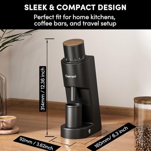 Burr Coffee Grinder,Wirsh Electric Single Dose Coffee Grinder Geimori GU38 with 38mm 6-Core Conical Burr,Stepless Adjustment for Espresso,Drip,French Press,Cold Brew,Bellows Included. - Image 5