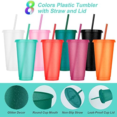 24 Pack Plastic Tumblers with Lids and Straw, Reusable Cups with Lids and Straws Colorful Cups for Cold Drink Iced Coffee, Plastic Tumbler Bulk for Party Birthday Gifts (24 oz, Dark Colors) - Image 3