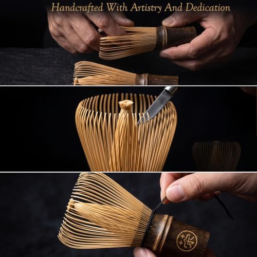 Handcrafted Kurotake Chasen Matcha Whisk & Absorbent Tea Towel Set - Image 4