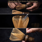 Handcrafted Kurotake Chasen Matcha Whisk & Absorbent Tea Towel Set - Image 4