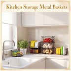 8 Pack Small Stackable Metal Wire Storage Baskets for Pantry - Image 4