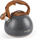 BELANKO 2.7 Quart Tea Kettle for Stovetops - Food Grade Stainless Steel Teapot with Loud Whistle, Cool-Touch Wood Pattern Handle, Rust-Resistant Whistling Kettle - Starry Gray by BELANKO