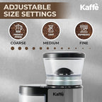 Kaffe Electric Burr Coffee Grinder (5.5oz) w/Adjustable Precise Coarseness Settings - Flat Burr - [Improved Motor] - Precision Coffee Bean Grinder for Home Use - Stainless Steel - Image 2