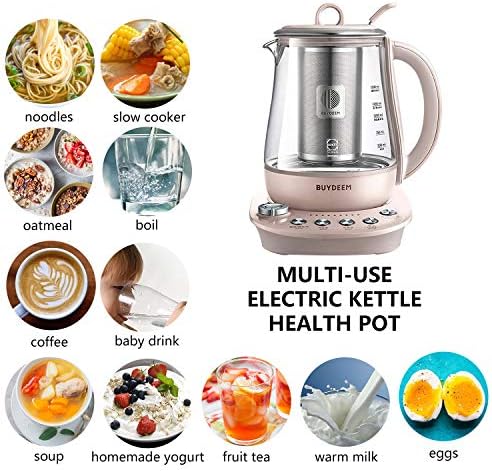BUYDEEM K2693 Health Pot, Health-Care Beverage Electric Kettle with Thickened Glass, 9-in-1 Fully Automatic Programmable Brew Cooker, 1.5 L, Pink - Image 2