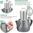 Tealyra - Pluto Porcelain Small Teapot Grey - 18.2-ounce (1-2 cups) - Unique Finish - Stainless Steel Lid and Extra-Fine Infuser To Brew Loose Leaf Tea - 540ml - Image 3