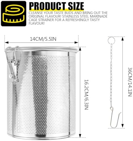 Stainless Steel Seasoning Strainer Cooking Spice Filter Loose Leaf Tea Infuser with Chain Hook for Home Restaurant, 5.5x6.3 Inch - Image 2