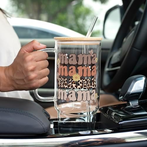 Sip-Sip Hooray! Retro Leopard Mama 40oz Glass Tumbler with Lid and Straw - Image 5