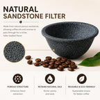 Sandstone Coffee Dripper with Wooden Stand, Reusable Pour Over Filter - Image 2