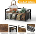 Tea Bag Organizer, Tea Bag Holder with Drawer, Wood and Metal Tea Organizers and Storage Chest for Countertop Kitchen, Office, Rustic Brown - Image 2