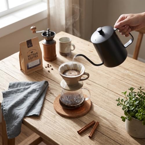 POCREATION Gooseneck Kettle 600ml, Stainless Steel Pour Over Coffee Kettle with Lid, Precision Long Narrow Spout Teapot, Stovetop & Induction Compatible - Image 2